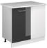 Livinity Eckschrank R-Line, 86 cm mit Arbeitsplatte, Anthrazit Hochglanz/Weiß