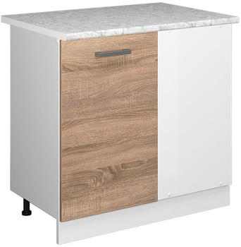 Livinity Eckschrank R-Line, 86 cm mit Arbeitsplatte, Sonoma/Wei&szlig;
