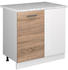 Livinity Eckschrank R-Line, 86 cm mit Arbeitsplatte, Sonoma/Weiß