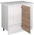 Livinity Eckschrank R-Line, 86 cm mit Arbeitsplatte, Sonoma/Weiß
