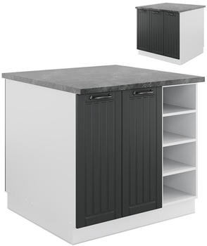Livinity K&uuml;cheninsel Fame-Line, 90 cm ohne Arbeitsplatte, Anthrazit Landhaus/Wei&szlig;
