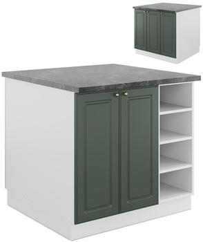 Livinity K&uuml;cheninsel Fame-Line, 90 cm ohne Arbeitsplatte, Gr&uuml;n-Gold Landhaus/Wei&szlig;