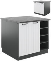 Vicco - K&uuml;cheninsel Fame-line, Wei&szlig; Landhaus/anthrazit, 90 Cm Ohne Arbeitsplatte