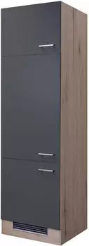 Flex-Well K&uuml;hlschrankumbauschrank 3-t&uuml;rig Morena 60cm basaltgrau/San Remo Eiche