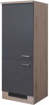 Flex-Well Kühlschrankumbauschrank 2-türig Morena 60cm basaltgrau/San Remo Eiche