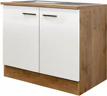 Flex-Well Spülenschrank Vintea 100cm magnolia matt/Lancelot Oak
