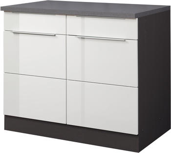 Held M&ouml;bel K&uuml;chenunterschrank Brindisi 100cm wei&szlig;/graphit