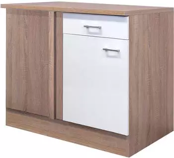 Flex-Well Eck-Unterschrank Valero 110x60cm Sonoma Eiche matt wei&szlig;