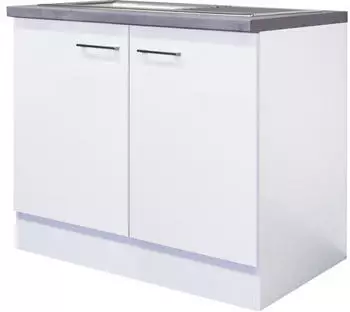 Flex-Well Sp&uuml;lenschrank inkl Sp&uuml;le Varo 100 x 60 x 86 cm Front wei&szlig; matt Korpus wei&szlig;