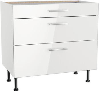 Optifit Schubladenunterschrank Rurik986 BxTxH 90 x 58,4 x 87 cm Front weiß lackiert Korpus weiß