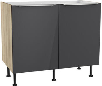 Optifit Spülenschrank Linus984 BxTxH 100 x 58,4 x 87 cm Front anthrazit lackiert Korpus wildeiche