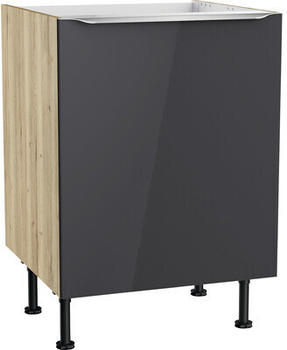 Optifit Spülenschrank Linus984 BxTxH 60 x 58,4 x 87 cm Front anthrazit lackiert Korpus wildeiche