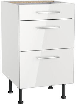 Optifit Schubladenunterschrank Rurik986 BxTxH 50 x 58,4 x 87 cm Front weiß lackiert Korpus weiß