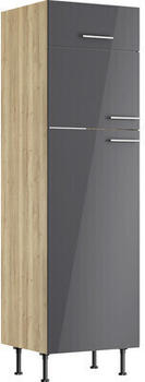 Optifit K&uuml;hlumbauschrank f&uuml;r 145er Einbauk&uuml;hlschrank Jonte984 BxTxH 60 x 58,4 x 211,8 cm Front anthrazit lackiert Korpus wildeiche
