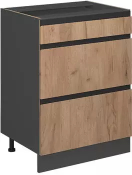 VICCO Schubladenunterschrank R-Line 60 cm Anthrazit/Eiche grifflos 3 Schubladen