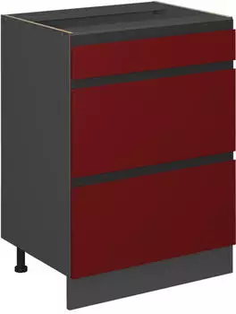 VICCO Schubladenunterschrank R-Line 60 cm Anthrazit/Rot grifflos 3 Schubladen