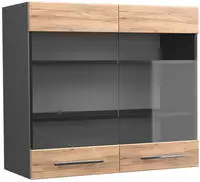 Vicco - K&uuml;chenglasschrank Fame-line, Goldkraft Eiche, 80 Cm