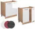 VICCO Spülenunterschrank Fame-Line 80 cm Eiche/Weiß Hochglanz modern