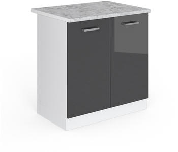 VICCO Sp&uuml;lenunterschrank R-Line 80 cm Wei&szlig;/Anthrazit Hochglanz modern Arbeitsplatte