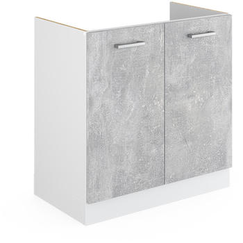 VICCO Sp&uuml;lenunterschrank R-Line 80 cm Wei&szlig;/Beton modern