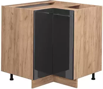 VICCO Eckunterschrank Fame-Line 81 cm Eiche/Anthrazit Hochglanz modern