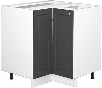 VICCO Eckunterschrank Fame-Line 81 cm Weiß/Anthrazit-Gold Landhaus