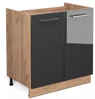 VICCO Unterschrank Fame-Line 80cm Anthrazit Hochglanz Goldkraft