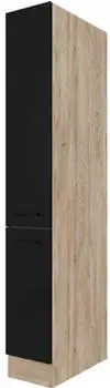 Flex-Well Apothekerschrank Capri 30x57x200 cm Front schwarz matt Korpus wildeiche