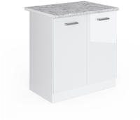 Vicco - Sp&uuml;lenunterschrank R-line, Wei&szlig; Hochglanz, 80 Cm , Ap Marmor
