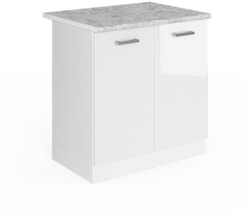 VICCO Sp&uuml;lenunterschrank R-Line 80 cm mit Arbeitsplatte Wei&szlig; Hochglanz/Wei&szlig;
