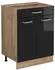 VICCO Küchenunterschrank R-Line 60 cm mit Schublade ohne Arbeitsplatte Schwarz Hochglanz/Gold Eiche