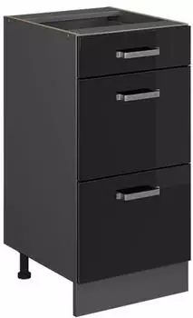 VICCO K&uuml;chenunterschrank R-Line 40 cm mit Schubladen ohne Arbeitsplatte Schwarz Hochglanz/Anthrazit