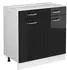 VICCO Küchenunterschrank R-Line 80 cm ohne Arbeitsplatte Schwarz Hochglanz/Weiß