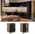 VICCO Küchenunterschrank R-Line 60 cm ohne Arbeitsplatte Schwarz Hochglanz/Goldkraft Eiche