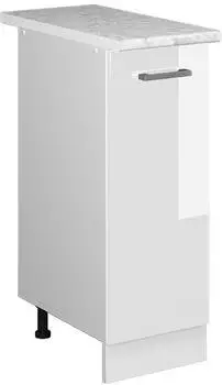 Livinity Apothekerschrank R-Line, 30 cm mit Arbeitsplatte, Wei&szlig; Hochglanz/Wei&szlig;