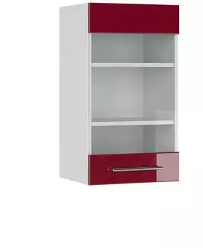 Livinity K&uuml;chenschrank Glas Fame-Line, 40 cm, Bordeaux Hochglanz/Wei&szlig;