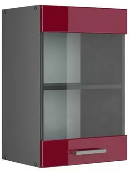 Livinity K&uuml;chenschrank Glas R-Line, 40 cm, Bordeaux Hochglanz/Anthrazit