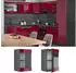 Livinity Küchenschrank Glas R-Line, 40 cm, Bordeaux Hochglanz/Anthrazit