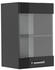 Livinity Küchenschrank Glas R-Line, 40 cm, Schwarz Hochglanz/Anthrazit
