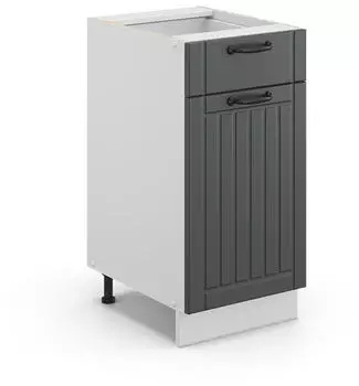 Livinity K&uuml;chenunterschrank Fame-Line, 40 cm ohne Arbeitsplatte, Anthrazit/Wei&szlig;
