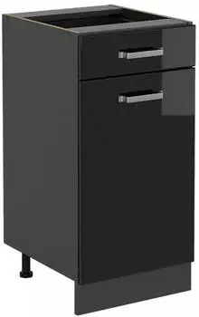 Livinity Küchenunterschrank R-Line, 40 cm ohne Arbeitsplatte, Schwarz Hochglanz/Anthrazit