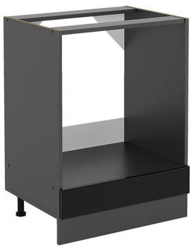 Livinity Herdumbauschrank R-Line, 60 cm ohne Arbeitsplatte, Schwarz Hochglanz/Anthrazit