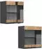 Livinity Küchenschrank Glas R-Line, 60 cm J-Shape, Goldkraft Eiche/Anthrazit