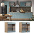 Livinity Küchenschrank Glas R-Line, 60 cm, Blau-Grau/Goldkraft Eiche