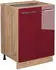 Livinity Küchenunterschrank Fame-Line, 60 cm ohne Arbeitsplatte, Bordeaux Hochglanz/Goldkraft Eiche
