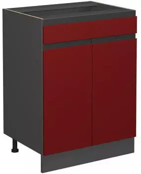 Livinity K&uuml;chenunterschrank R-Line, 60 cm J-Shape, mit Schublade, ohne Arbeitsplatte, Rot/Anthrazit