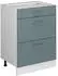 Livinity Küchenunterschrank R-Line, 60 cm mit Schubladen, ohne Arbeitsplatte, Blau-Grau/Weiß