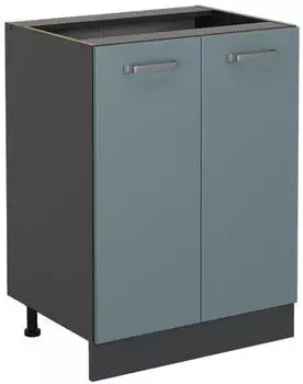 Livinity K&uuml;chenunterschrank R-Line, 60 cm ohne Arbeitsplatte, Blau-Grau/Anthrazit