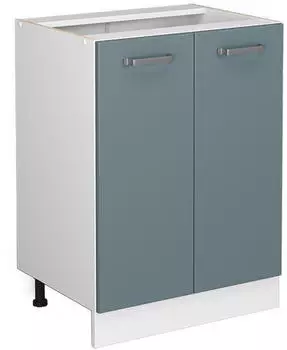 Livinity K&uuml;chenunterschrank R-Line, 60 cm ohne Arbeitsplatte, Blau-Grau/Wei&szlig;