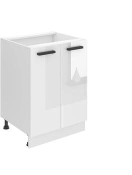 Belini Unterschrank K&uuml;che 60 cm Breite. SD2 K&uuml;chenunterschrank ohne Arbeitsplatte. K&uuml;chenschrank mit 2 T&uuml;ren, Wei&szlig; Hochglanz